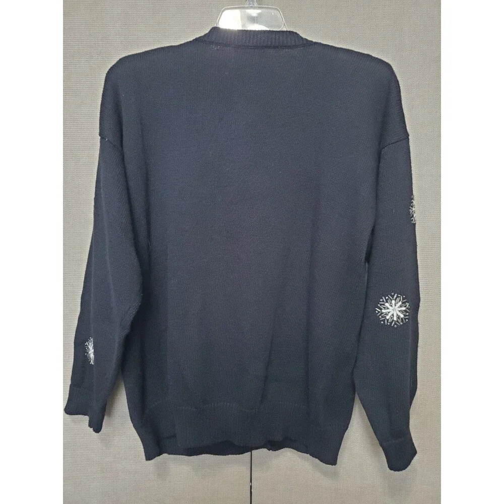 Susan Bristol Ramie/Cotton Scottie Dog Wreath Snowflake Christmas Sweater Sz XL - Picture 8 of 9